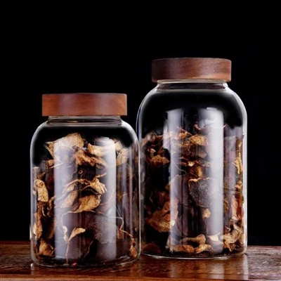 Emmagatzematge d'aliments personalitzat amb pell de mandarina Pot de vidre de borosilicat amb tapa